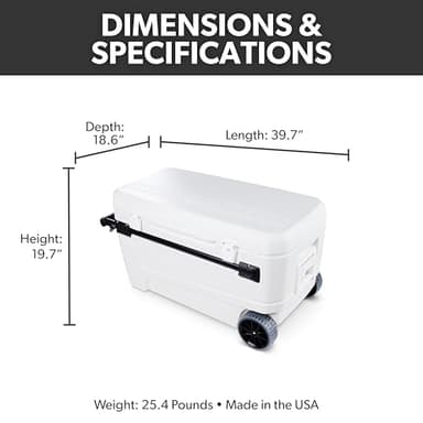 Igloo MaxCold Glide Coolers 110 QT, Insulated Portable Rolling Cooler with Soft Ride Wheels, 168 Can Capacity, Leak-Proof, 5-day Ice Retention - Image 2