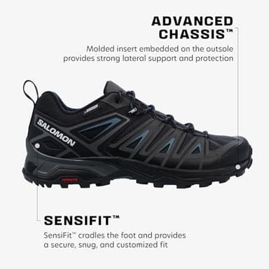 Salomon Men's X ULTRA PIONEER CLIMASALOMON™ WATERPROOF Hiking Shoes for Men, Black / Magnet / Bluesteel, 9 - Image 2