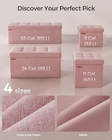 SONGMICS Mazie Collection - Storage Ottoman Bench, Foldable Foot Rest, 15 x 43 x 15 Inches, End of Bed Bench, Storage Chest, Load 660 lb, Living Room, Bedroom, Entryway, Jelly Pink ULSF277R01 - Image 6