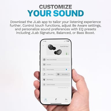 JLab Go Air Pop+ True Wireless Earbuds, in Ear Headphones, Bluetooth Earphones, 35H Playtime Ear Buds, Bluetooth Earbuds with Microphone, USB-C Charging Case, Dual Connect, EQ3 Sound, Black - Image 2