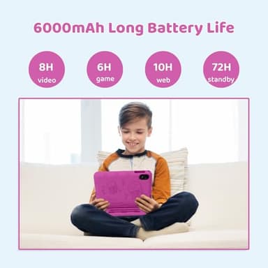 2025 Upgraded Android 14 Tablet, 10inch Kids Tablet , Octa-core CPU, 10GB+64GB+1TB Expand Tablets for Kids with Kids Space, Parental Control, 6000mAh Big Battery, HD Touchscreen Display Tableta (Pink) - Image 4