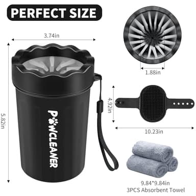 Dog Paw Cleaner, Washer, Muddy Pet Foot Cleaner for Small Medium Breed Dogs/Cats (with 3 absorbent towel) (Black, Medium) - Image 4