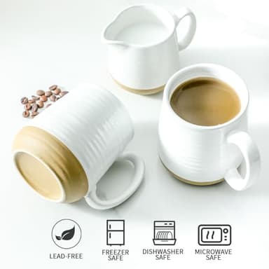 Hasense Coffee Mugs Set of 6, 15 oz Ceramic Coffee Cups with Comfortable Handle, Classic White Mug for Men and Women, Tea Cup Set for Latte, Cappuccino, Milk, Soup, Dishwasher and Microwave Safe - Image 6