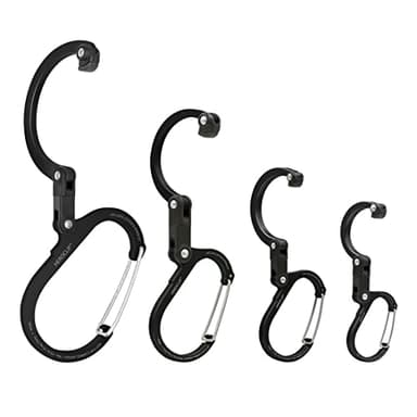 GEAR AID HEROCLIP Carabiner Gear Clip and Hook (Large, Medium, Small, Mini) for Camping, Backpack, Suitcases, Purse and Garage Organization, Stealth Black, Variety Size 4 Pack - Image 2