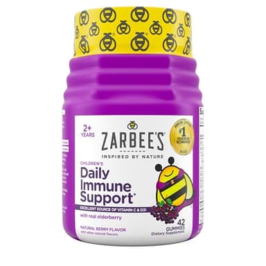 Zarbee’s Kids Elderberry Immune Support Supplement Gummies, Vitamins A C D3 E & Zinc, Elderberry Extract, Gluten & Gelatin Free, No Artificial Flavors, Natural Berry Flavor, Ages 2+, 42 Ct - Image 8
