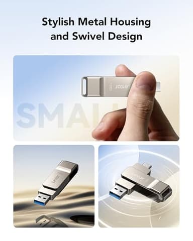 Lexar D40E 128GB Dual USB 3.2 Gen 1 Type-C Jump Drive, USB-C Flash Metal Housing Swivel Design Thumb Drive - Image 6