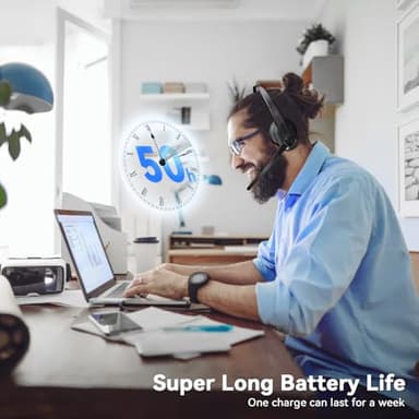 LEVN Wireless Headset with Mic for Work, Bluetooth Headset with Microphone-AI Noise Cancelling, Single-Ear Wireless Headphones with Mic & USB Dongle for PC/Computer/Call Center/Laptop/Teams/Zoom/Home - Image 4