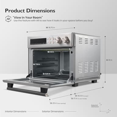 VAL CUCINA Infrared Heating Air Fryer Toaster Oven, Extra Large Countertop Convection Oven 10-in-1 Combo, 6-Slice Toast, Enamel Baking Pan Easy Clean with Recipe Book, Black Matte Stainless Steel - Image 8