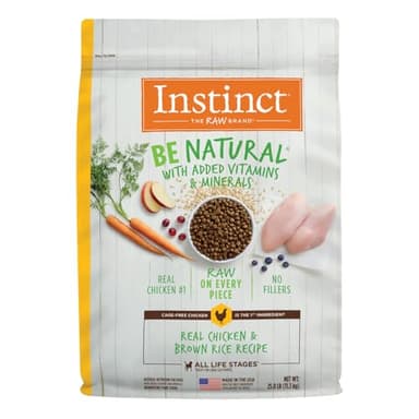 Instinct Be Natural, Natural Dry Dog Food, Raw Coated Kibble - Real Chicken & Brown Rice, 25 lb. Bag - Image 1