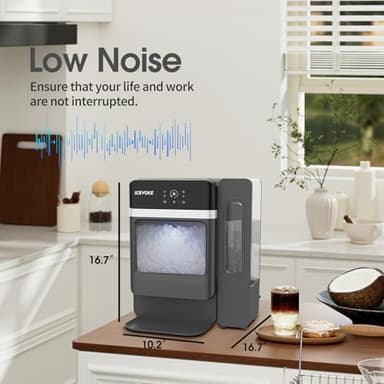 ICEVOKE Countertop Nugget Ice Maker with Side Water Tank, Self-Cleaning Ice Machine with Ice Scoop, 34 lbs/Day Chewable Ice, Ready in 10 Mins, Black - Image 8