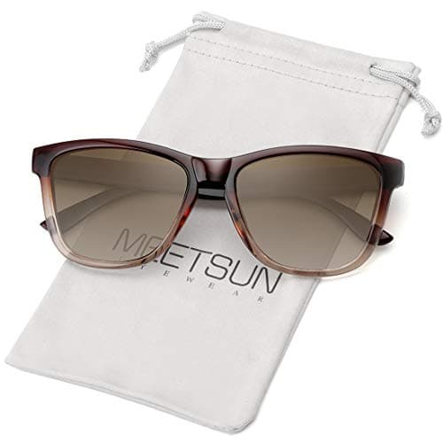 MEETSUN Polarized Sunglasses for Women Men Classic Retro Designer Style (Ombre Brown Frame/Gradient Lens, 54) - Image 1
