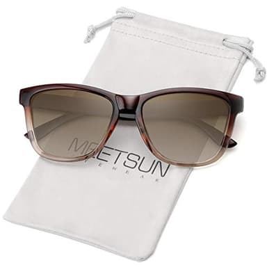 MEETSUN Polarized Sunglasses for Women Men Classic Retro Designer Style (Ombre Brown Frame/Gradient Lens, 54) - Image 1