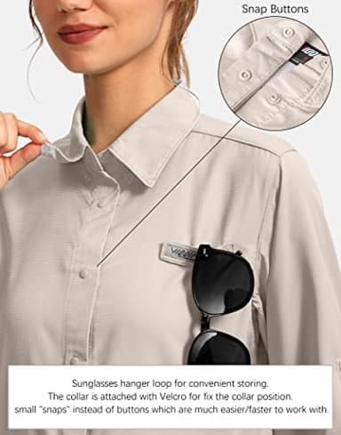 Womens Sun Protection Fishing Shirt with Zipper Pockets Lightweight SPF Long Sleeve Shirts for Hiking Safari - Image 5