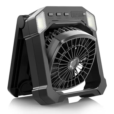 Camping Fan Battery Powered & Solar Powered, Portable Solar Fan 10000mAh Rechargeable Outdoor Fans with Light, Quiet Cordless Fans for Tent, RV, Emergency, Hiking, Power Outage, Desk, Survival Kit - Image 2