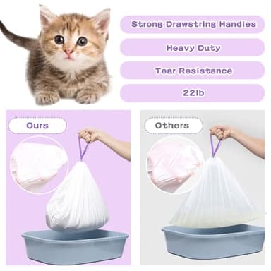 Elzrghs Cat Litter Box Liners Large, 30 Pack Jumbo Drawstring Cat Litter Bags, Extra Thick Litter Pan Liners Heavy Duty 36"x16" - Image 5