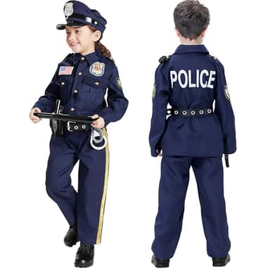 Joycover Police Officer Costume for Kids - Deluxe Police Costume for Kids with Accessories, Kids Halloween Costumes for Boys Girls, Cop Outfit Role Play Kit for Halloween Career Day-M - Image 3