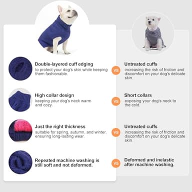 BEAUTYZOO Small Dog Sweater -Turtleneck Knitted Dog Sweaters for Dogs Puppy Girls Boys, Winter Dog Clothes Cable Knitwear with Leash Hole, Dog Christmas Sweater Pullover Sweatshirt for S M Pet Apparel - Image 6