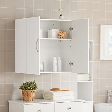 Haotian Wall Cabinet Laundry Room, Medicine Cabinet for Bathroom Kitchen Garage, Wall Storage Cabinet with Adjustable Shelf, White FRG231-W - Image 2