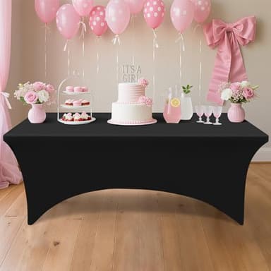 Smiry 2 Pack Spandex Table Cloth 6FT, Elastic Fitted Stretch Tablecloths, Washable and Wrinkle Free Rectangular Patio Table Cover for Outdoor, Wedding, Banquet & Parties (Black, 72Lx30Wx30H Inch) - Image 6
