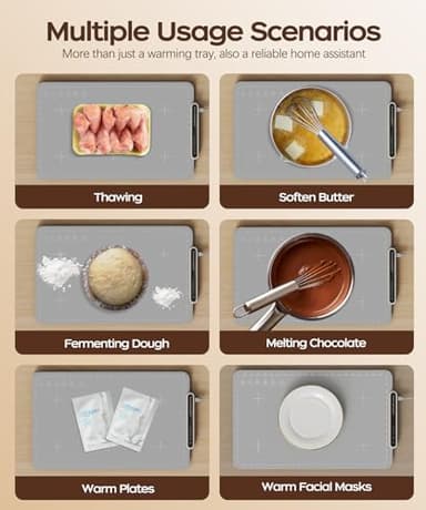 Qimh Food Warming Mat, Electric Warming Tray for Parties Buffet, Full Silicone Surface with 4 Temperature Setting & 10s Rapid Heating, Portable Food Heater for Countertop, Familly Gatherings, Sabbath - Image 6