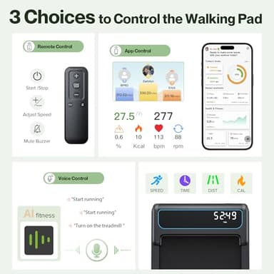 COZYINN 10% Incline Waking Pad - 2.5 HP 1-4MPH Under Desk Treadmills for Home, 3 in 1 Portable Walking Jogging Running Machine 29lbs Lightweight for Easy Move, Work with Kinomap Wellfit APP - Image 6