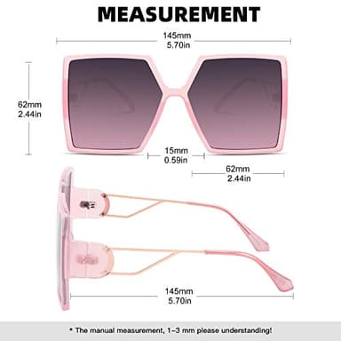 STORYCOAST Oversized Square Sunglasses for Women Fashion Large Shield Shades UV400 Protection (Pink Frame-Gray Pink Lens, 62) - Image 4