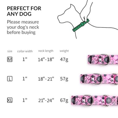 haoyueer Martingale Dog Collars - Flower Multicolor Cute Patterns, Adjustable Nylon Training Dog Collar Suitable for Boy and Girl Dogs Medium Large Dogs (20, L) - Image 5