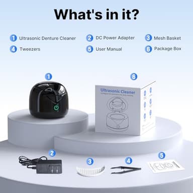 CXRUY Ultrasonic Retainer Cleaner - UV Dental Cleaning Pod Night Guard Cleaner for Dentures, Aligner, Braces, Toothbrush Heads, Jewelry (Black) - Image 8