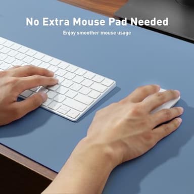Aothia Leather Desk Pad Protector, Office Mat, Large Mouse Pad, Non-Slip PU Leather Blotter, Laptop Desk Pad, Waterproof Writing Pad for Office and Home (Denim Blue, 31.5" x 15.7") - Image 3