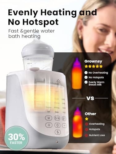 GROWNSY Nutri Bottle Warmer with Innovative Auto-Lift Feature, 10-in-1 Fast Baby Bottle Warmer with Night Light, Retain Nutrients Milk Warmer for Breastmilk&Formula - Image 3