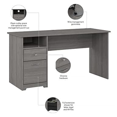 Bush Furniture Cabot 60W Computer Desk with Drawers in Modern Gray, Workstation and File Storage, Desktop with Organization Solutions for Home Office - Image 4