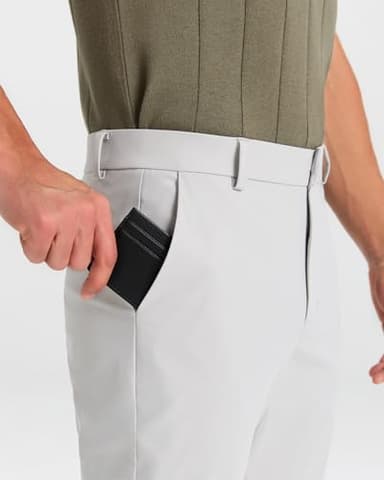 SNOWTEN Mens Golf Pants Classic Fit Stretch Work Dress Pants 30" Quick Dry Lightweight Casual Comfy Pants with Pockets Silver Grey 40w × 30L - Image 4