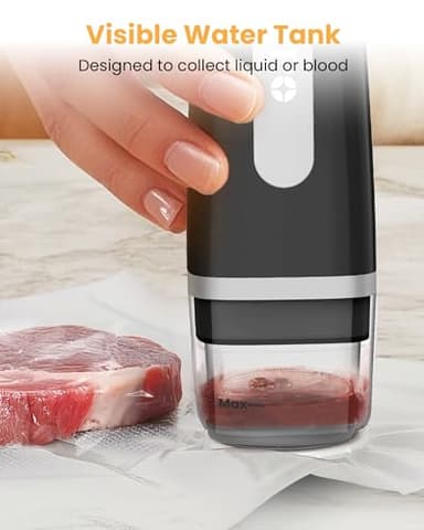 FEPPO Vacuum Sealer for Food with Visible Water Tank, Handheld Saver Compact Vacuum Sealer Machine with 30 Reusable Bags for 6X Preservation & Fresh, Black - Image 2
