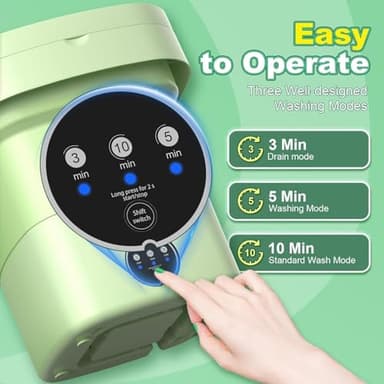 Portable Washing Machine, 11L Mini Washing Machine with 3 Cleaning Modes, Suitable for Baby Clothes, Underwear, Socks, Folding Design Suitable for Apartments, Camping & Travel - Image 2
