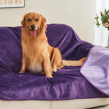 Yaning Waterproof Blanket 60"x80" for Adults, Reversible Waterproof Bed Cover for Dogs Cats Pets, Soft Leakproof Blanket for Bed Couch Sofa Furniture Protector, Dark Purple/Light Purple - Image 4