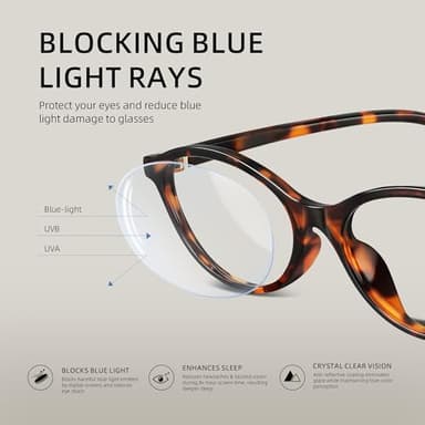 resjok Blue Light Glasses for Woman - Fashion Oval Frame Blue Light Blocking Glasses, Anti Eyestrain Eyeglasses (DarkTortoise) - Image 7