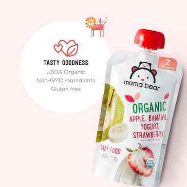 Amazon Brand - Mama Bear Organic Baby Food, Stage 2, Apple, Banana, Yogurt, Strawberry, 4 ounce (Pack of 12) - Image 3