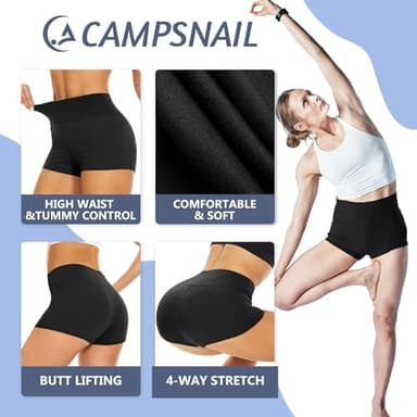CAMPSNAIL Workout Biker Shorts Women - 3"/5"/8" High Waisted Tummy Control Spandex Booty Volleyball Shorts for Yoga Dance - Image 3