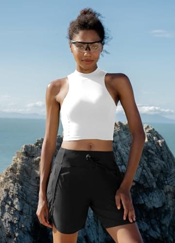 Willit Women's 7" Athletic Running Shorts Long Workout Hiking Shorts Quick Dry High Waisted Active Zipper Pocket Black XL - Image 6