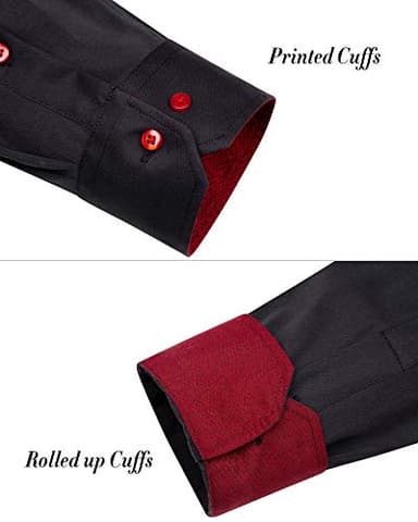 J.VER Mens Dress Shirts Stretch Wrinkle Free Button Down Shirt Casual Long Sleeve Business Formal Stylish Tops Black Red Small - Image 6