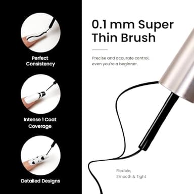 beetles Gel Polish Nail Art Liner Gel Polish Set- 2 Popular Black White Colors Nail Polish Gel Paint for Swirl Nails Built Thin Nails Art Brush in Gel Pens UV Soak off Gifts for Women - Image 7