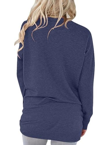 onlypuff Long Sleeve Shirts for Women Graphic T Shirts Tunic Tops Pocket Tee Shirt Cute Casual Fall Fashion Sweatshirt NavyBlue M - Image 5