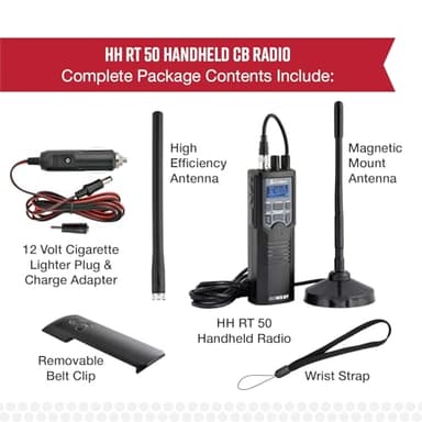Cobra HHRT50 Road Trip CB Radio - 2-Way Handheld Emergency Radio with Access to Full 40 Channels & NOAA Alerts, Rooftop Magnet Mount Antenna and Omni-Directional Microphone, Black, 6.3" x 2" x 1.75" - Image 7