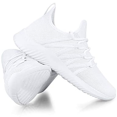 Feethit Womens Slip On Running Shoes Non Slip Walking Shoes Lightweight Gym Workout Shoes Breathable Fashion Sneakers All White Size 7.5 - Image 5