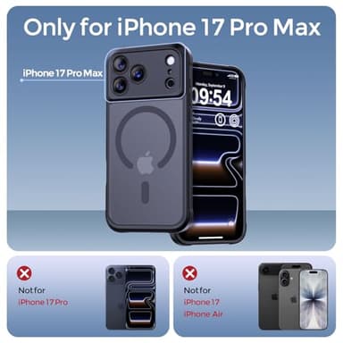 Thomo Magnetic for iPhone 17 Pro Max Case, [Compatible with Magsafe] [Full Camera Protection] Translucent Matte Military Grade Shockproof with Anti-Fingerprint Phone Cover 2025, Black - Image 2