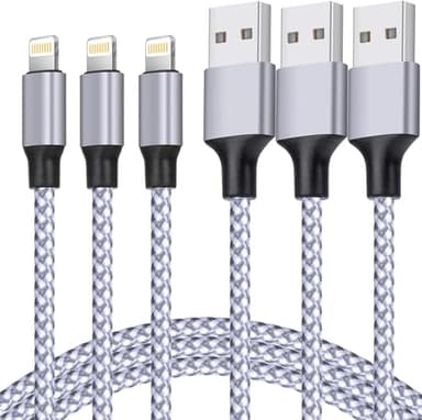 TAKAGI for iPhone Charger, [MFi Certified] Lightning Cable 3PACK 6FT Nylon Braided USB Charging Cable High Speed Transfer Cord Compatible with iPhone 14/13/12/11 Pro Max/XS MAX/XR/XS/X/8/iPad - Image 1