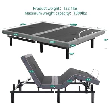 Naomi Home Idealbase Queen Adjustable Bed Base with Massage, USB Ports, Under-Bed Light, Wireless Remote, 800 lb Capacity, Gray Metal Frame, Easy Assembly for Enhanced Comfort and Relaxation - Image 2