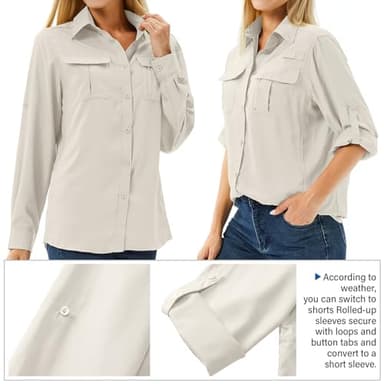 Toumett Women's UPF 50+ Long Sleeve UV Sun Protection Shirts, Fishing Hiking Travel Shirt,Breathable and Fast Dry(5071,Light Khaki,L) - Image 4