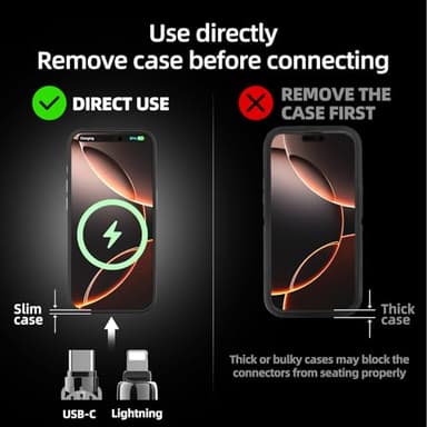MFish 4-in-1 Universal USB Charging Cable with Carrying Case – 240W Max Fast Charger Cord, USB-A, Dual USB-C & Lighting, for iPhone 14/15/16/17 Series, iPad & MacBook and More(Black, 6.6Ft) - Image 7