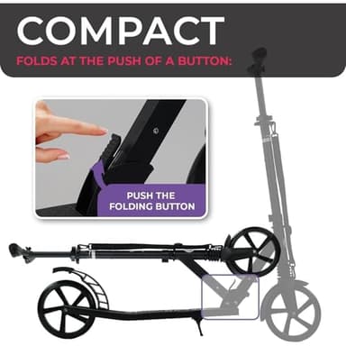LaScoota Kick Scooter for Adults & Teens - for Youth 8 Years and Up and Men & Women - Lightweight Foldable Adult Scooter with Large Sturdy Wheels 220lbs (Teen, Purple) - Image 4